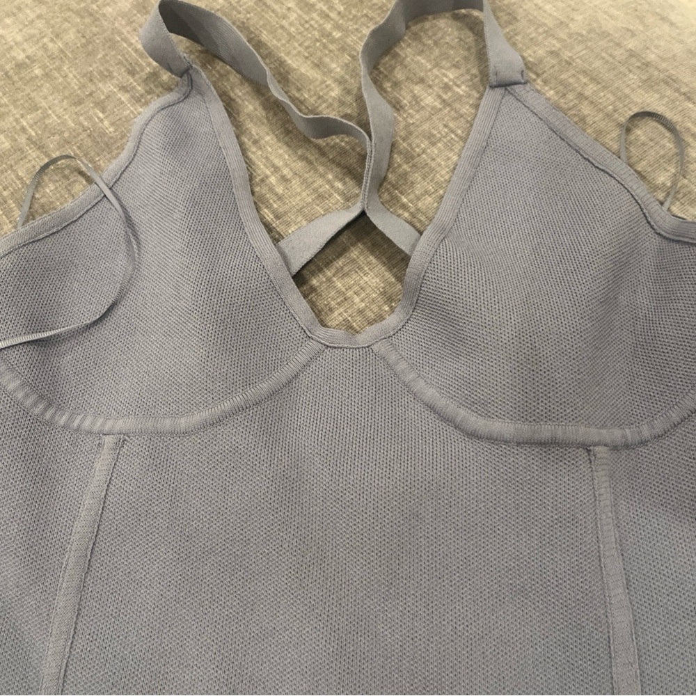 Zara knit Tank Top Womens medium blue Sleeveless Basic Minimal - Picture 2 of 7